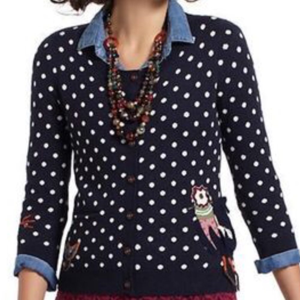 Charlie & Robin Polka Dot Cardigan with Birds